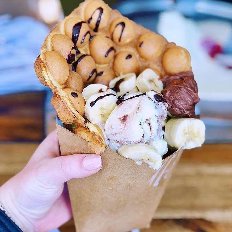Bubble waffle ice cream